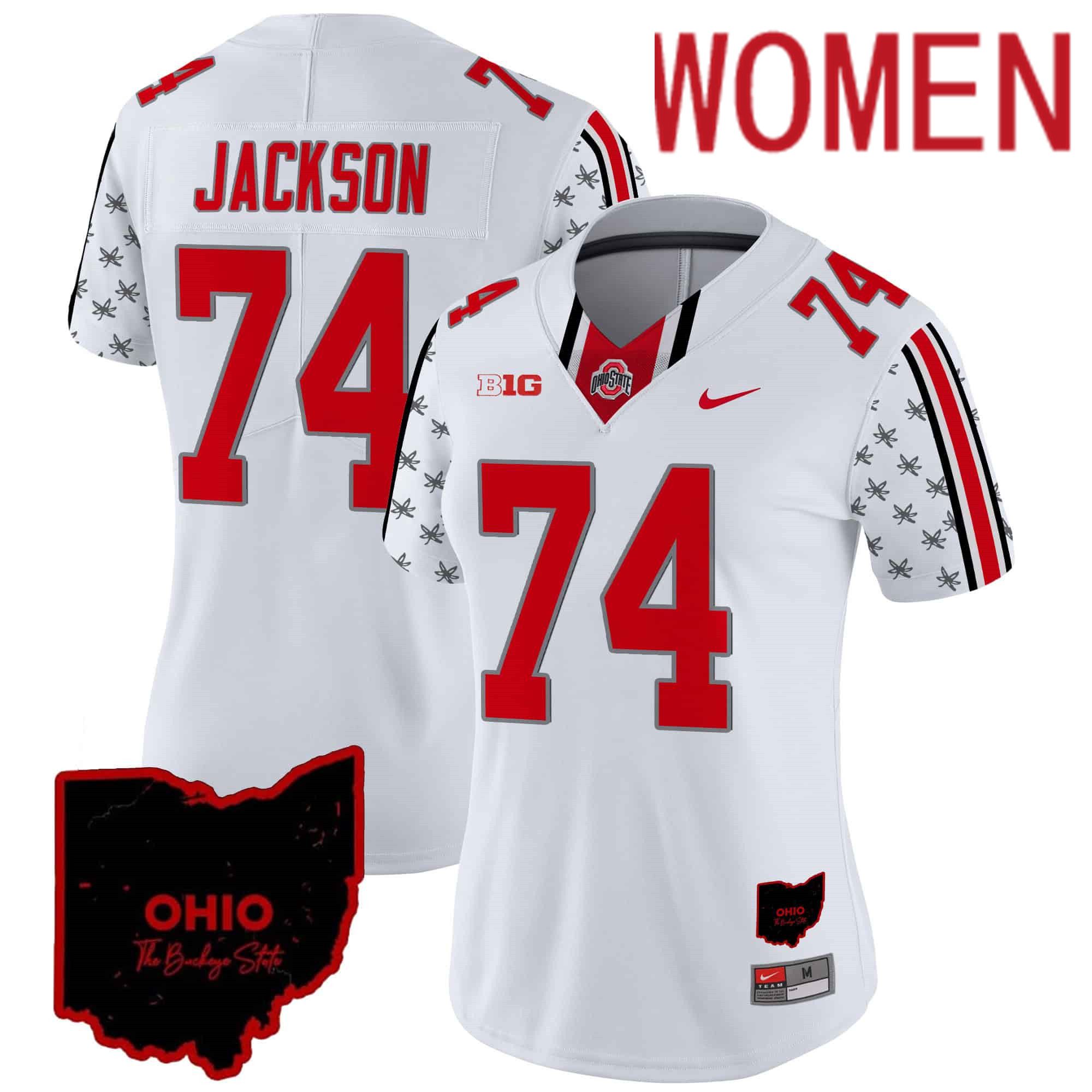 Women Ohio State Buckeyes #74 Jackson White 2024 Nike Home Patch Vapor Limited NCAA Jersey